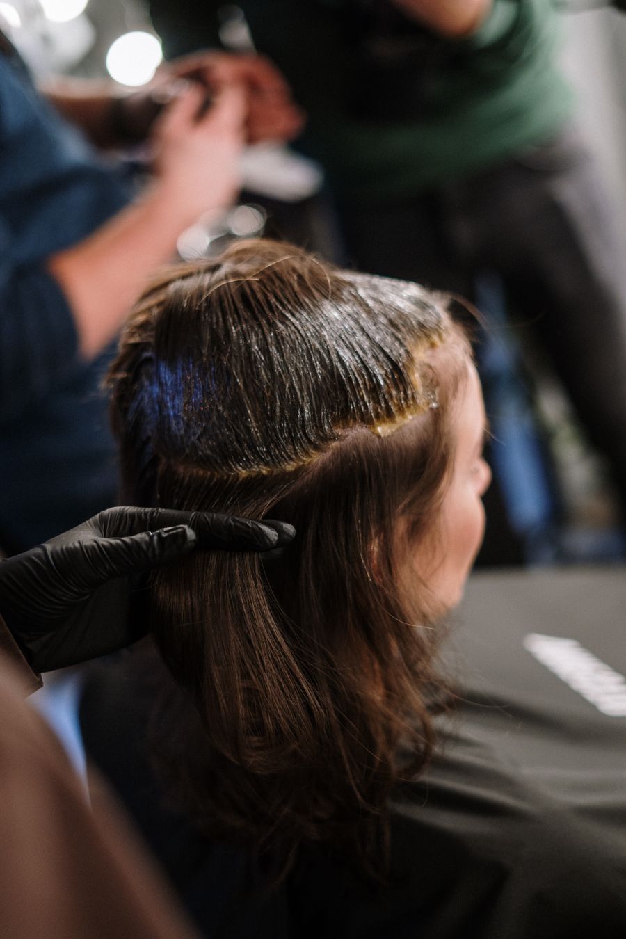 Hair colour being applied