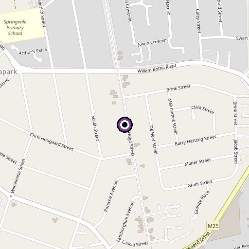 Map showing 328 Piet Hugo Street, Wierdapark